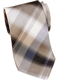 Calvin Klein Taupe Plaid Narrow Tie