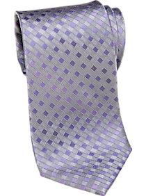 Calvin Klein Purple & Gray Check Stripe Narrow Tie
