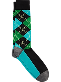 Egara Black & Turquoise Argyle Dress Socks