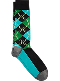 Egara Black & Turquoise Argyle Dress Socks