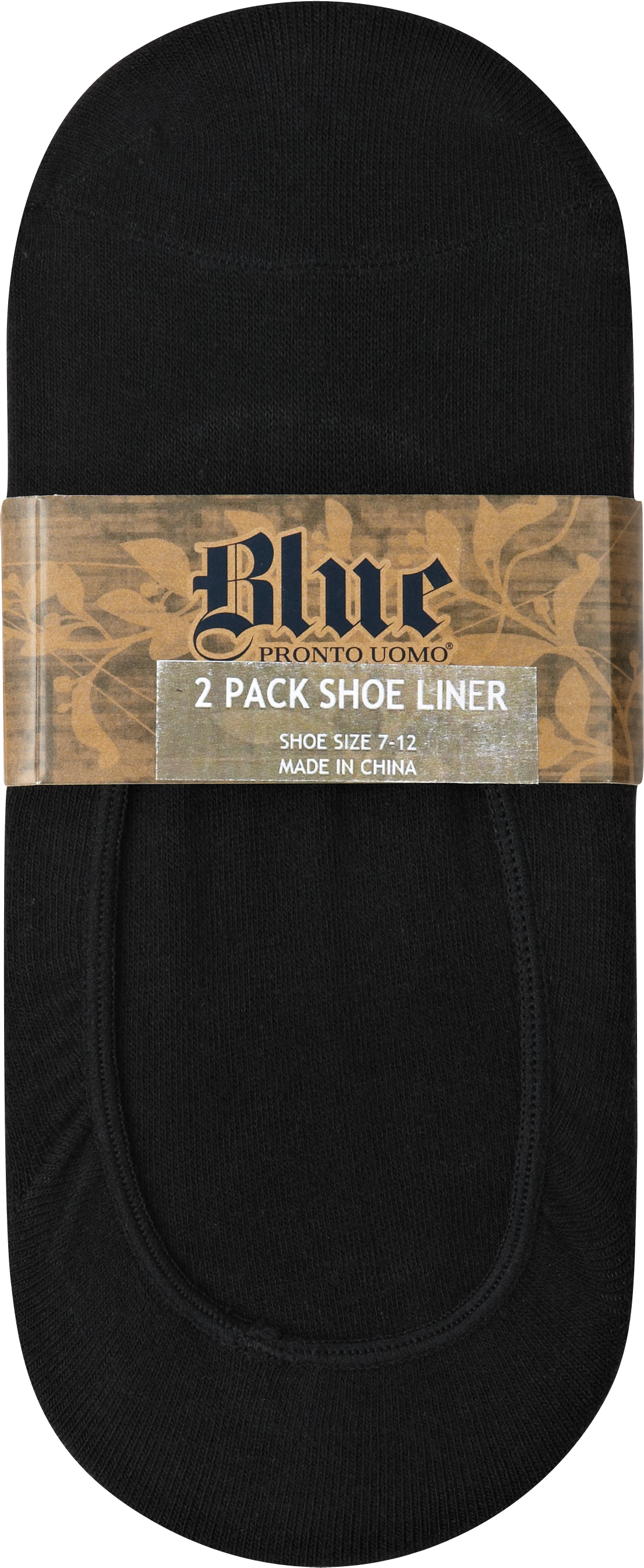 Pronto Uomo Blue Shoe Liner, Black (Two-Pack)