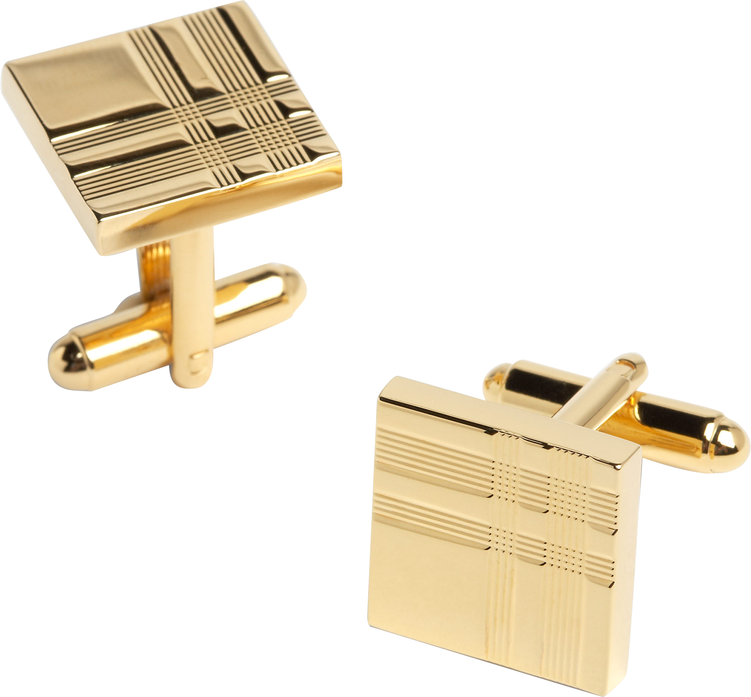 Pronto Uomo Gold Plaid Cufflinks