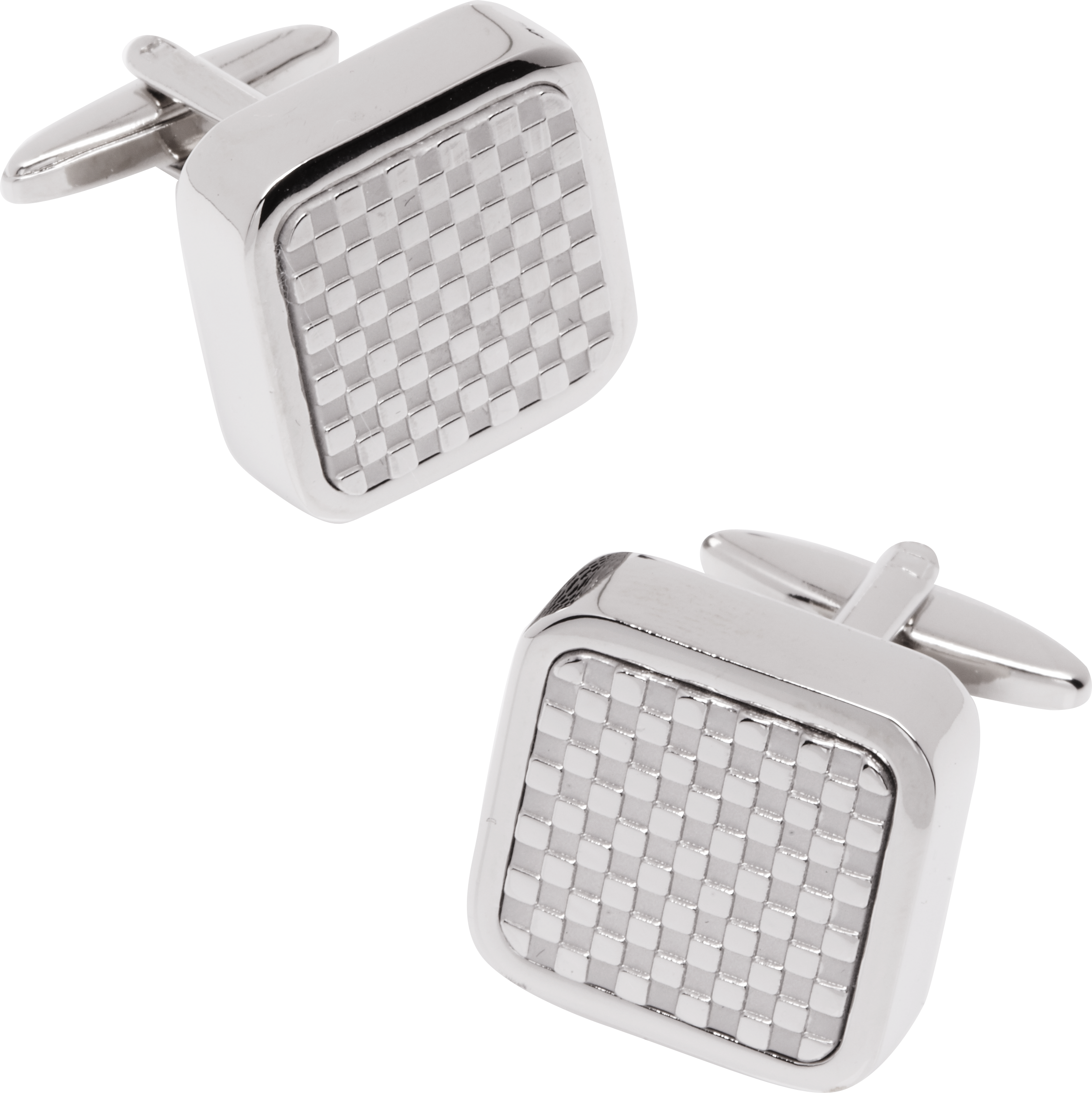 Pronto Uomo Silver Checkerboard Cufflinks