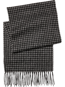 Joseph & Feiss Black and Charcoal Check Wool Scarf