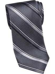 Pronto Uomo Platinum Narrow Tie Charcoal Stripe