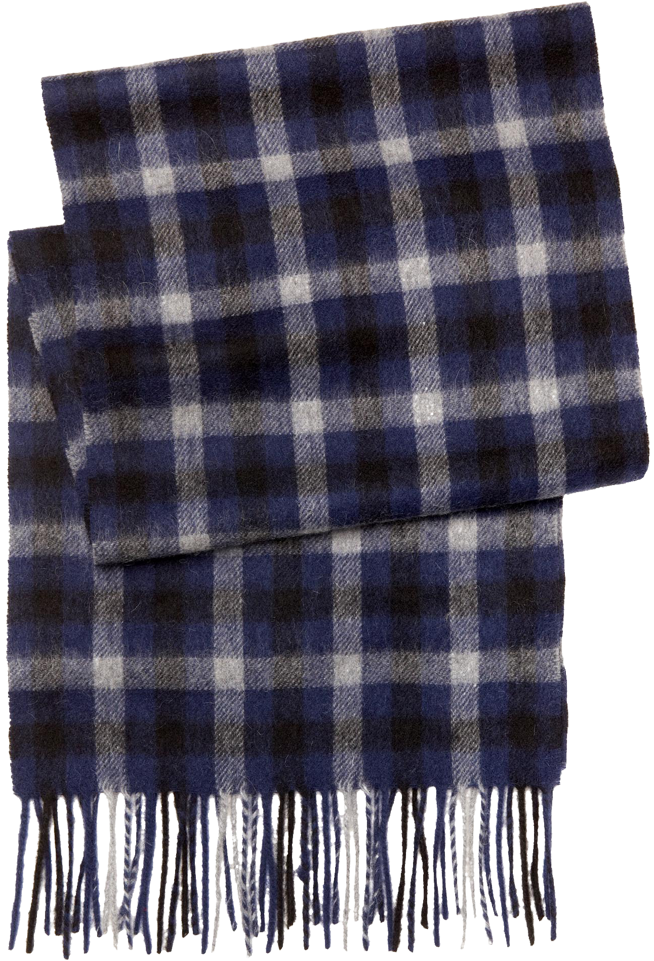 Joseph & Feiss Navy Plaid Extra Long Wool Scarf