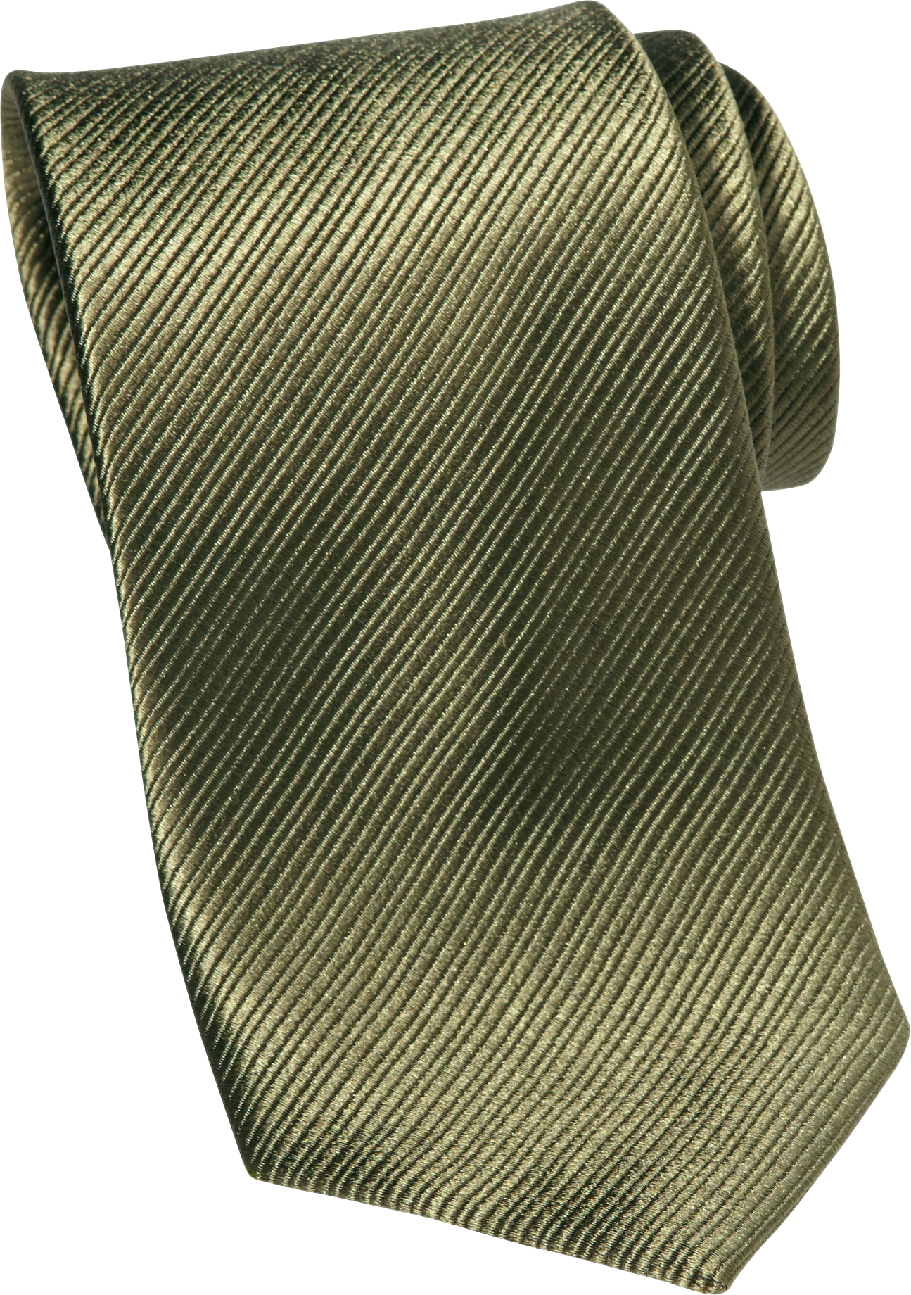 Egara Olive Stripe Narrow Silk Tie