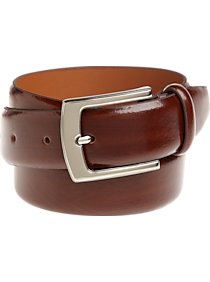 Men's Wearhouse Cognac Brown Leather Belt with Chrome Buckle