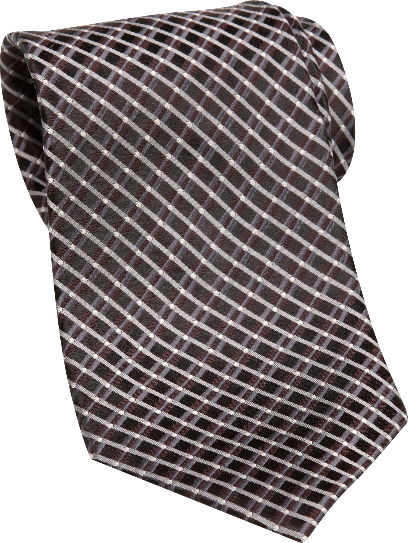 Pronto Uomo Extra Long Burgundy and Gray Mini Diamond and Stripe Tie