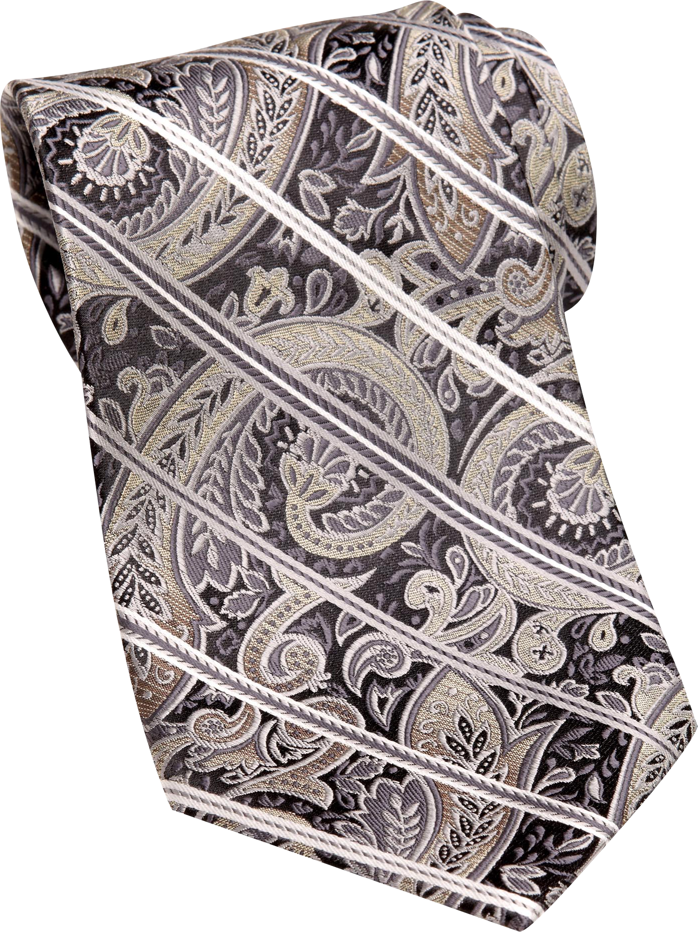 Pronto Uomo Extra Long Yellow Paisley and Stripe Tie