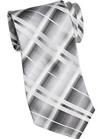 Pronto Uomo Gray Plaid Narrow Tie