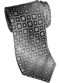 Pronto Uomo Black & Gray Geometric Narrow Tie