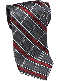 Pronto Uomo Platinum Narrow Tie Burgundy & Charcoal Stripe