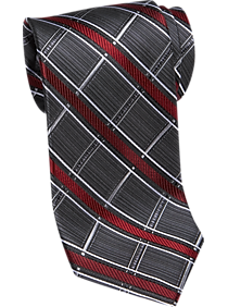 Pronto Uomo Platinum Narrow Tie Burgundy & Charcoal Stripe