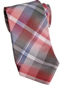 Calvin Klein Coral Plaid Narrow Tie