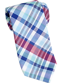 Nautica Red & Blue Plaid Narrow Tie