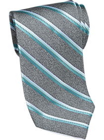 Platinum Designs Turquoise & Gray Stripe Narrow Tie