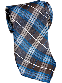 Joseph Abboud Brown & Blue Plaid Narrow Tie