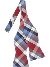 Tommy Hilfiger Red & Blue Check Self-Tie Bow Tie