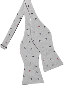 Tommy Hilfiger Gray Anchor Self-Tie Bow Tie