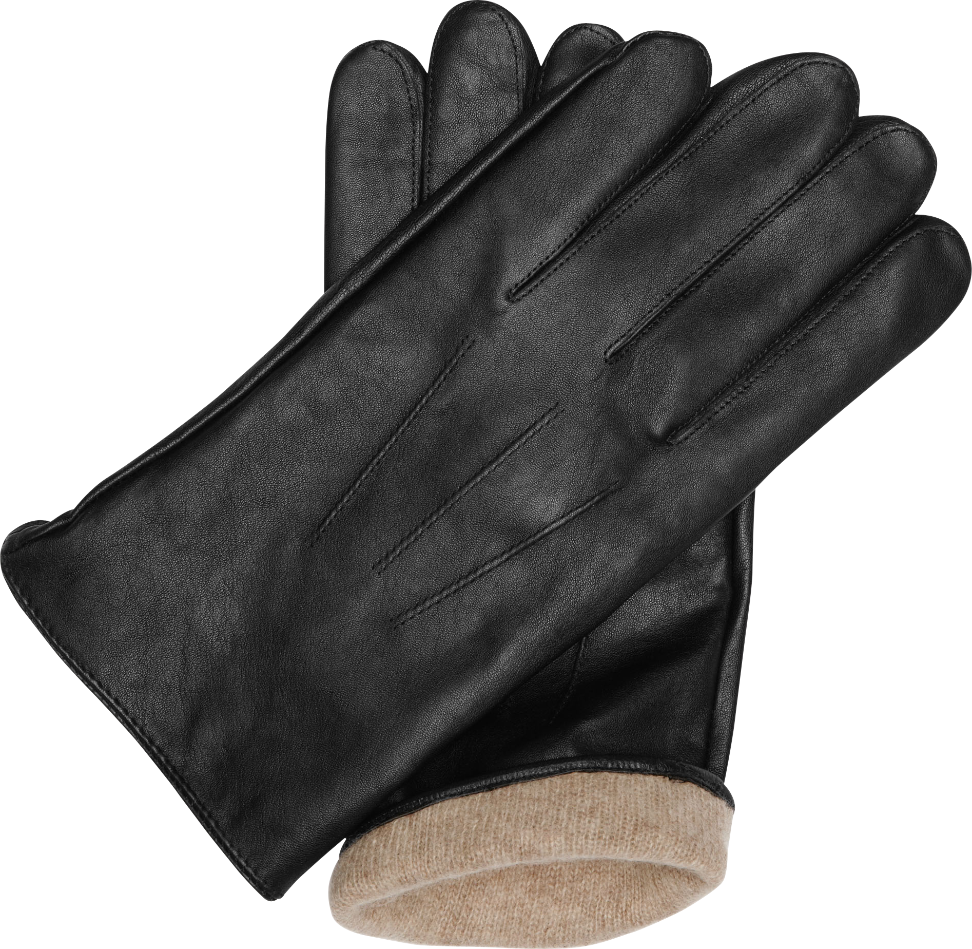 Cashmere-Lined Black Leather Gloves