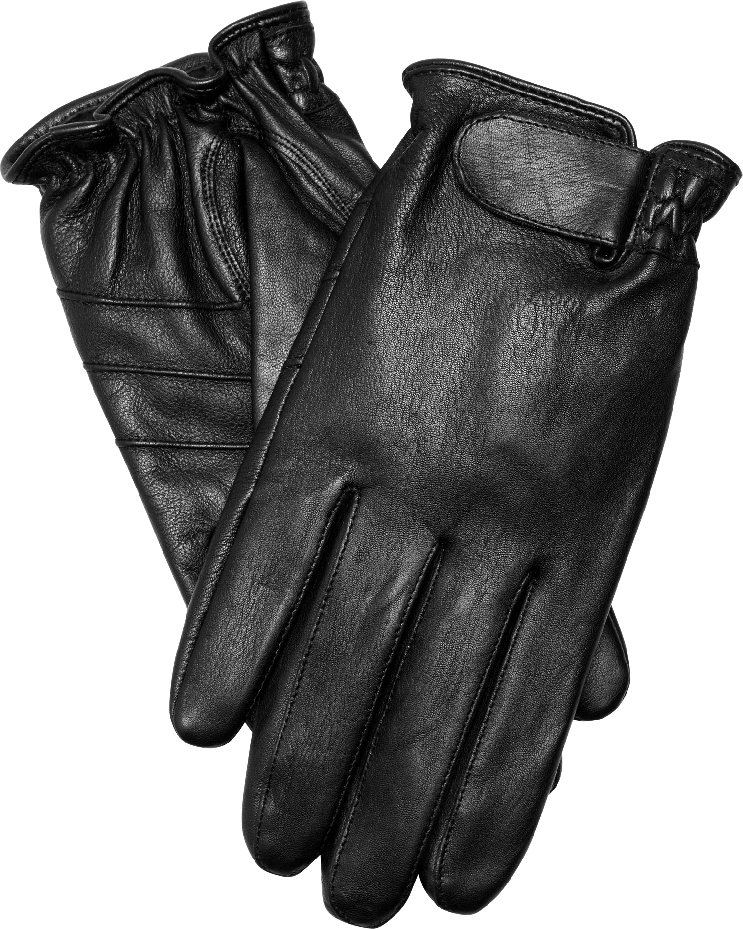 Leather Fleece Lined Black Gloves