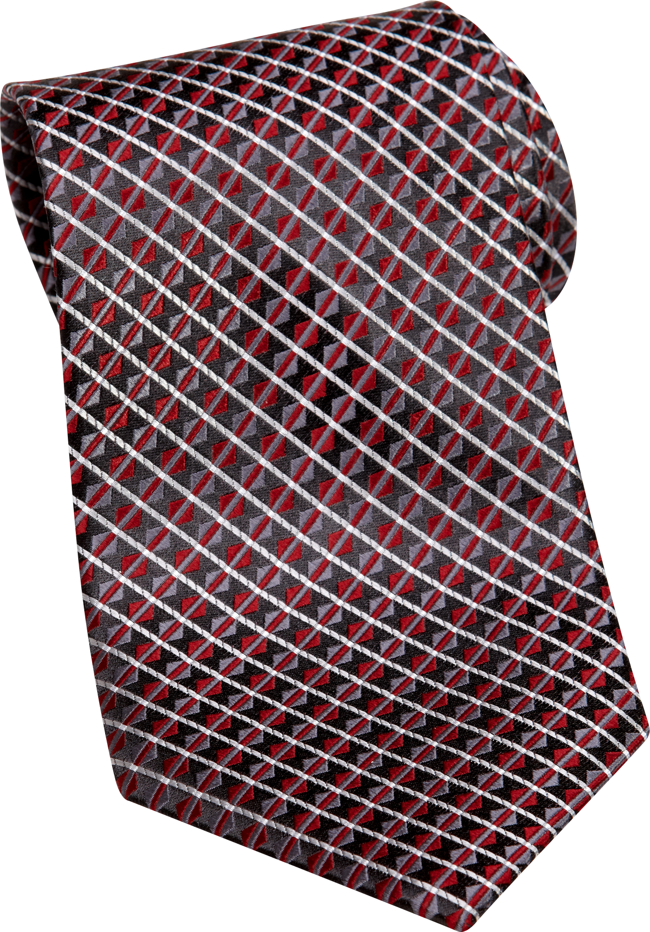 Platinum Designs Burgundy and Black Mini Diamond and Stripe Tie