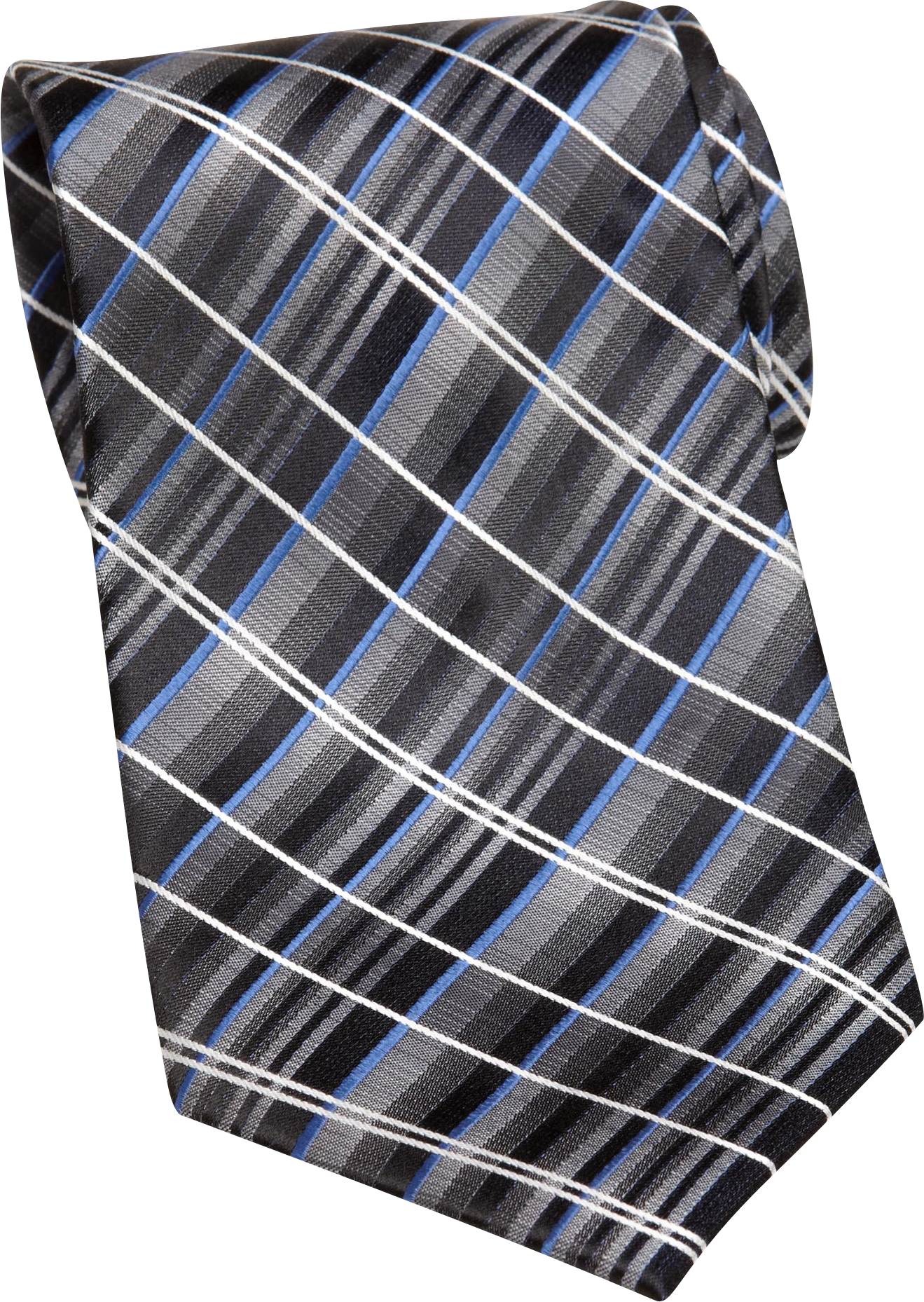 Platinum Designs French Blue and Black Plaid and Stripe Tie