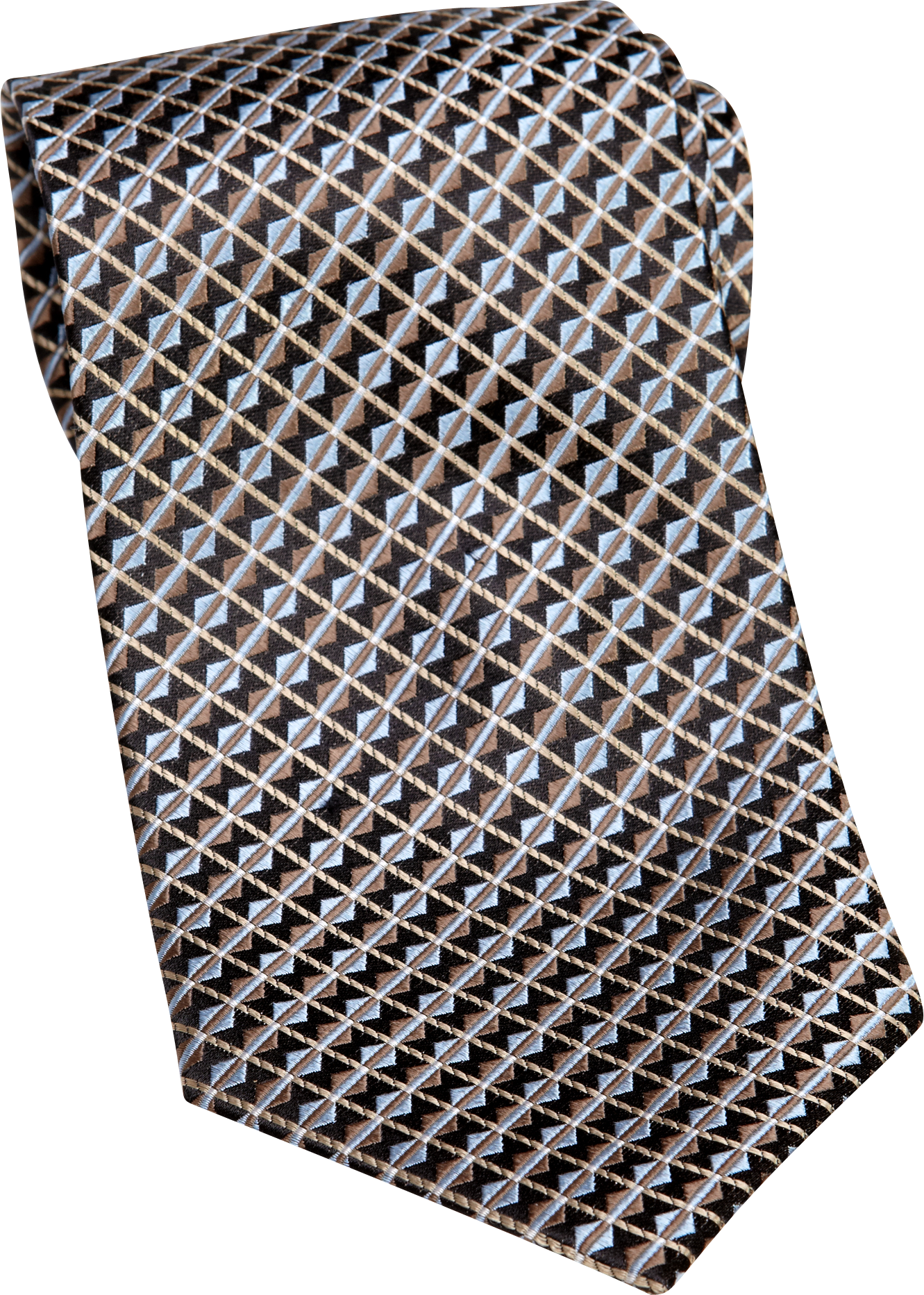 Platinum Designs Tan and Light Blue Mini Diamond and Stripe Tie