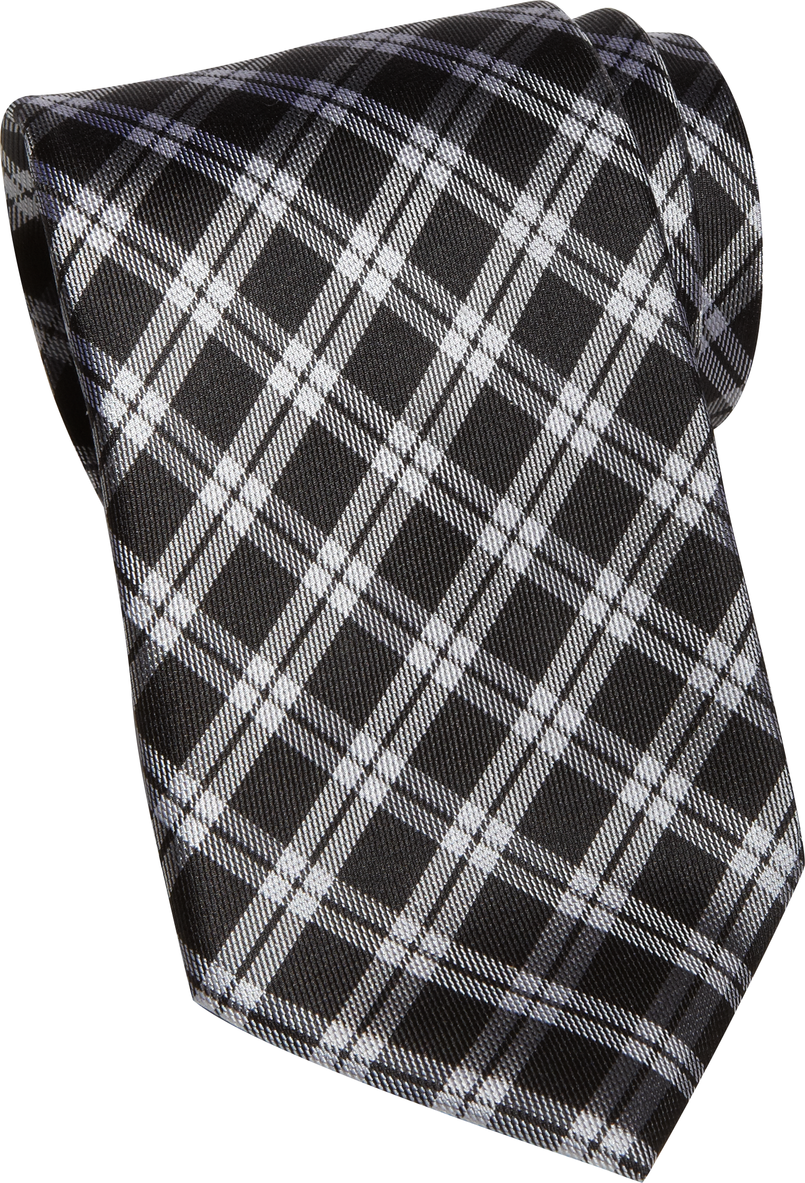 Egara Black White Plaid Narrow Silk Tie