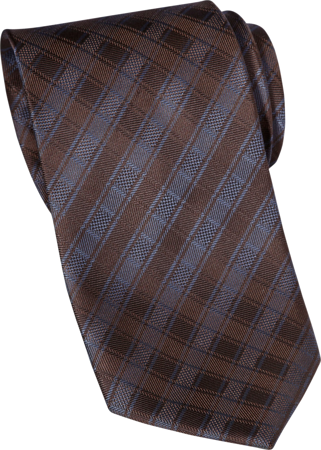Egara Brown Check Narrow Silk Tie