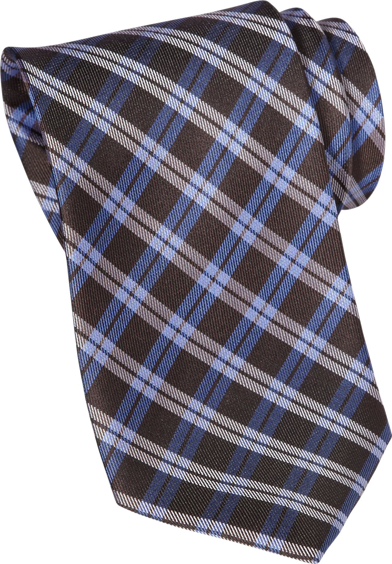Egara French Blue Plaid Narrow Silk Tie