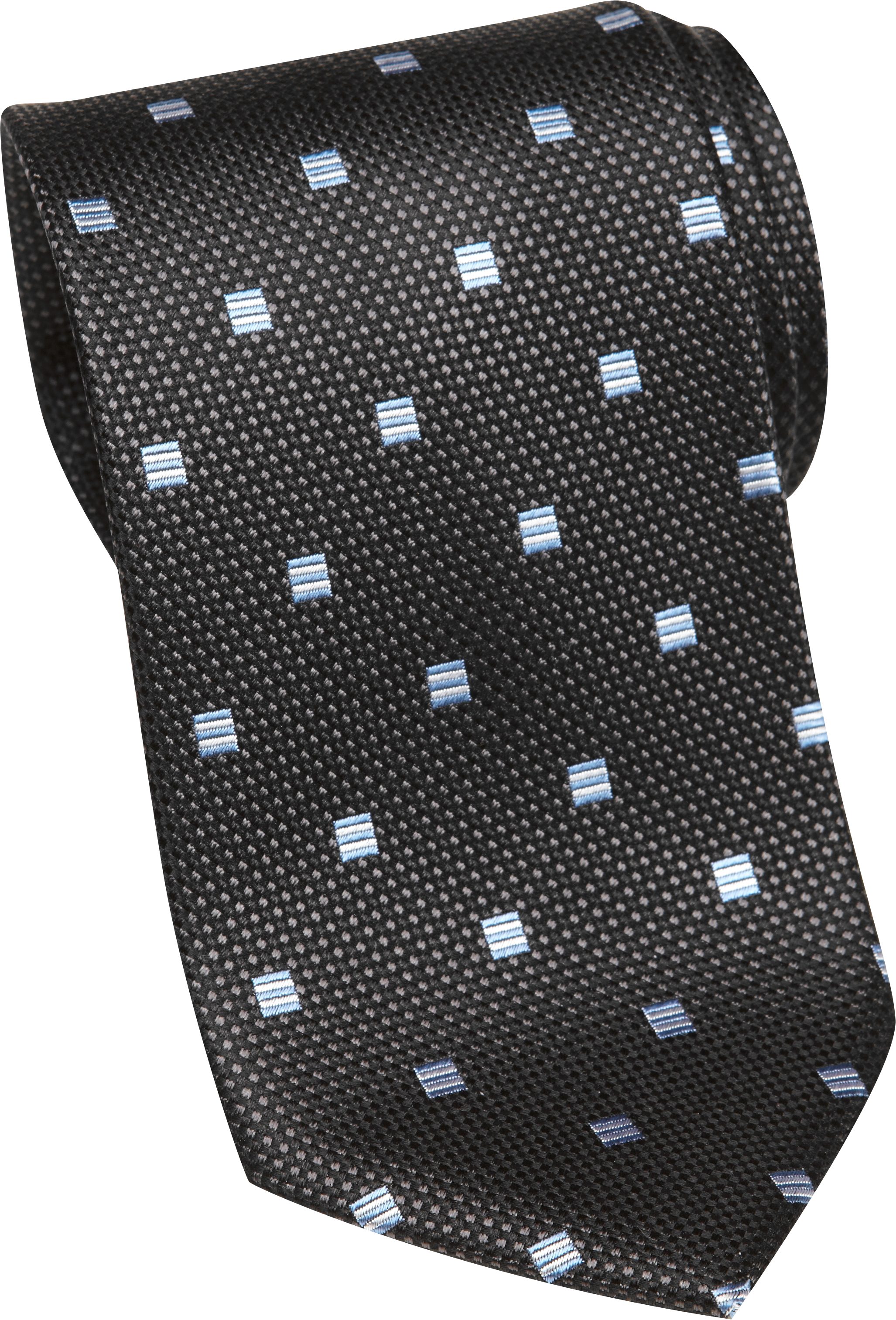 Egara Black and Light Blue Check Narrow Silk Tie