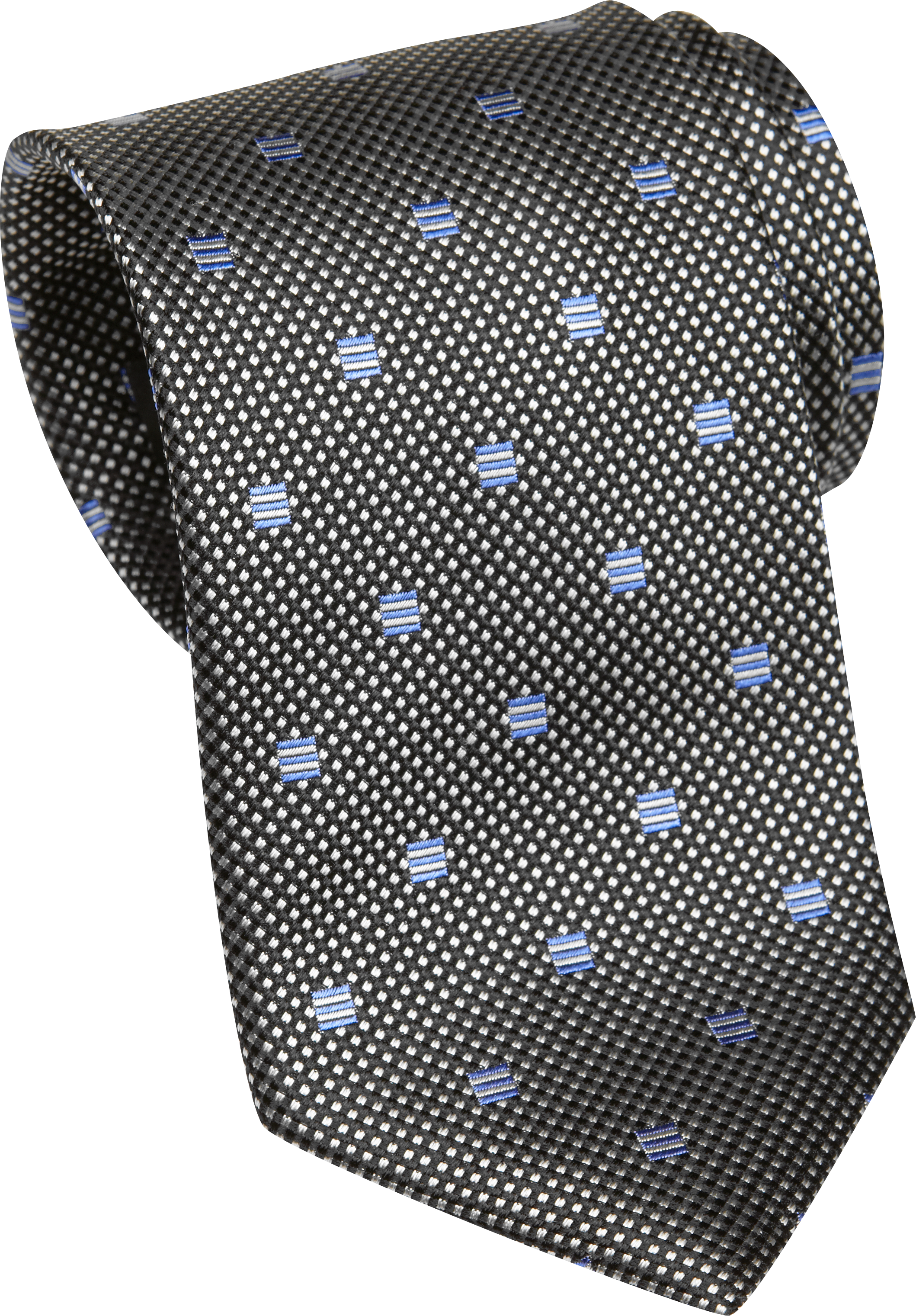 Egara Gray and Light Blue Check Narrow Silk Tie