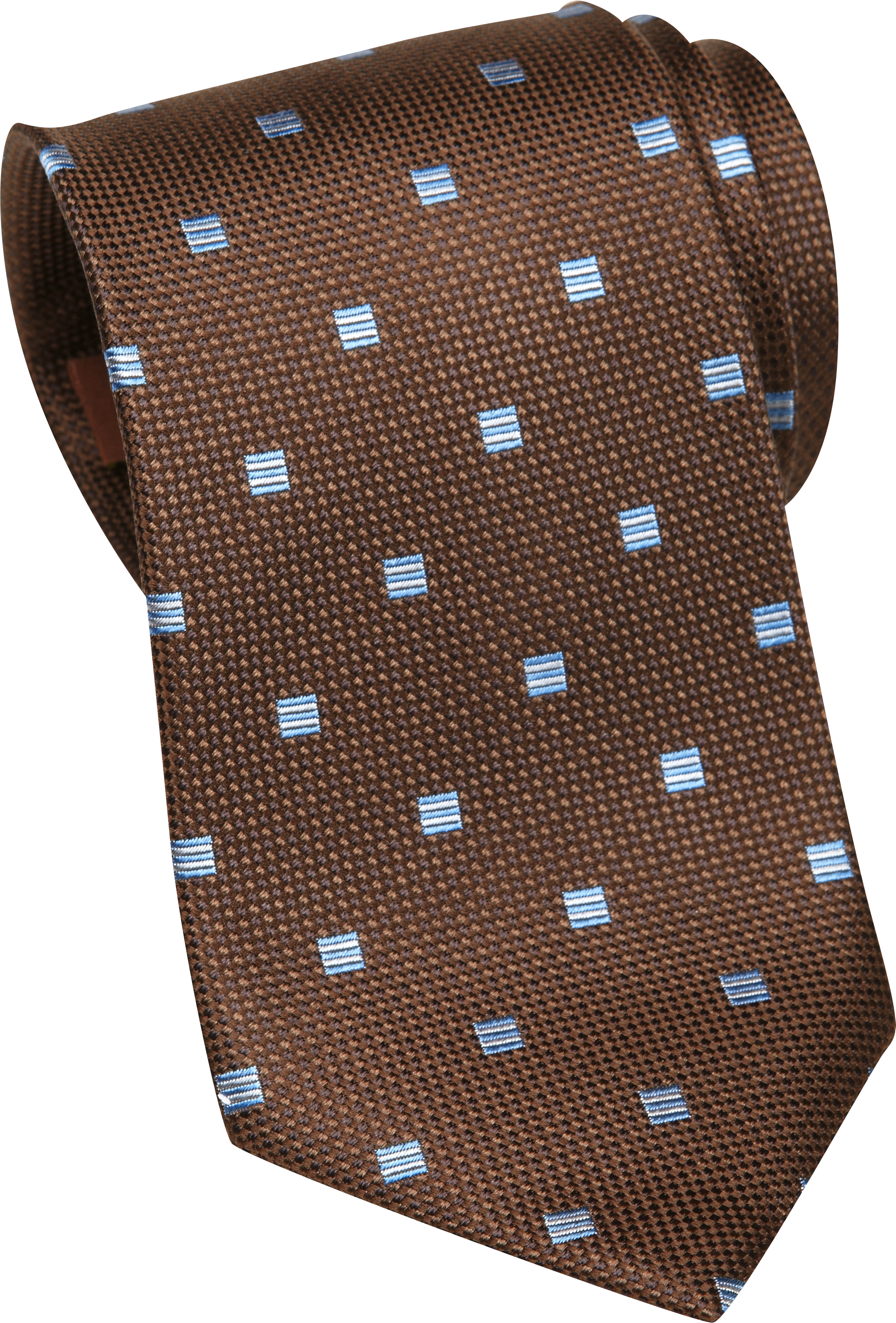 Egara Brown and Light Blue Check Narrow Silk Tie