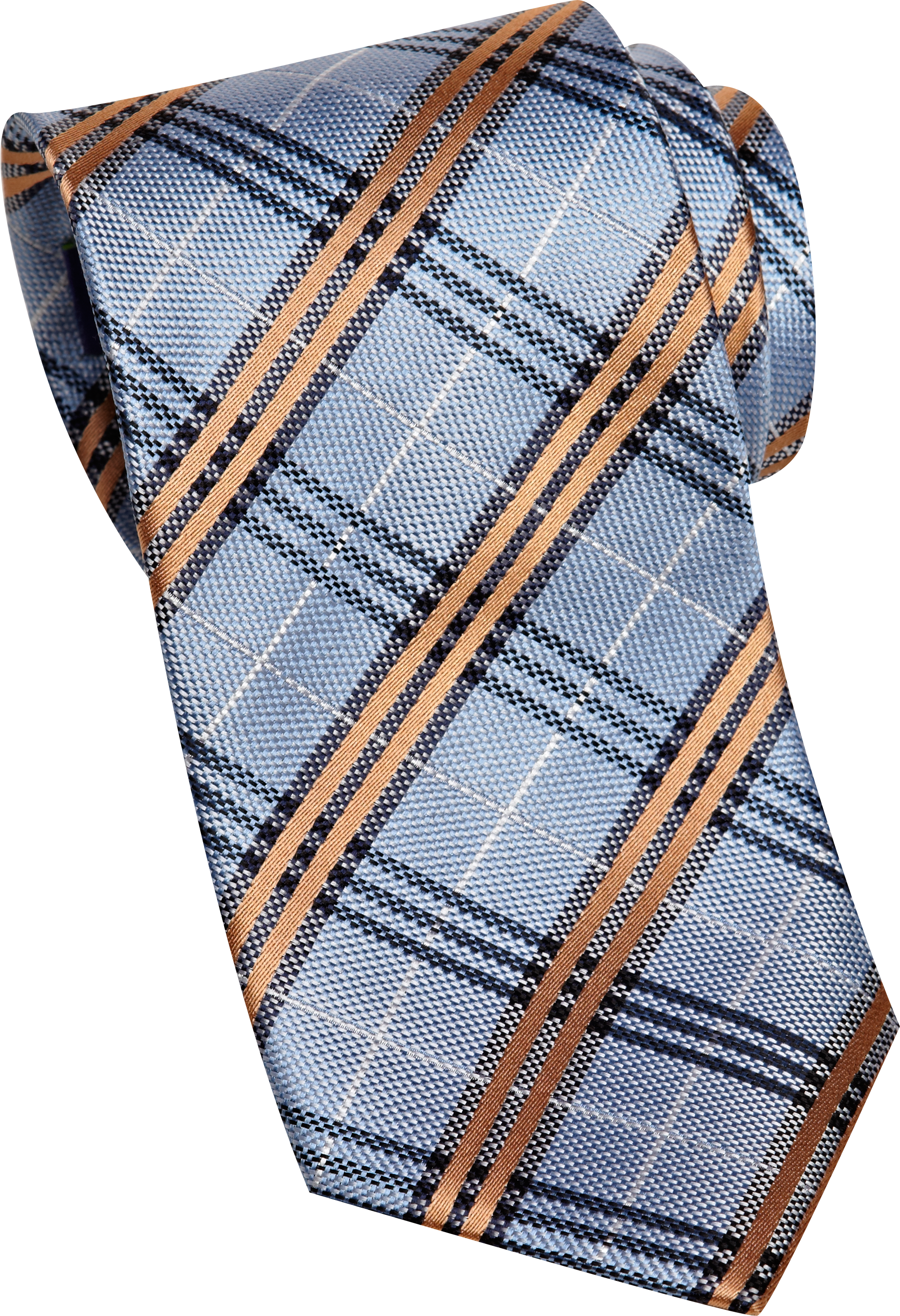 Egara Blue and Orange Plaid Narrow Tie