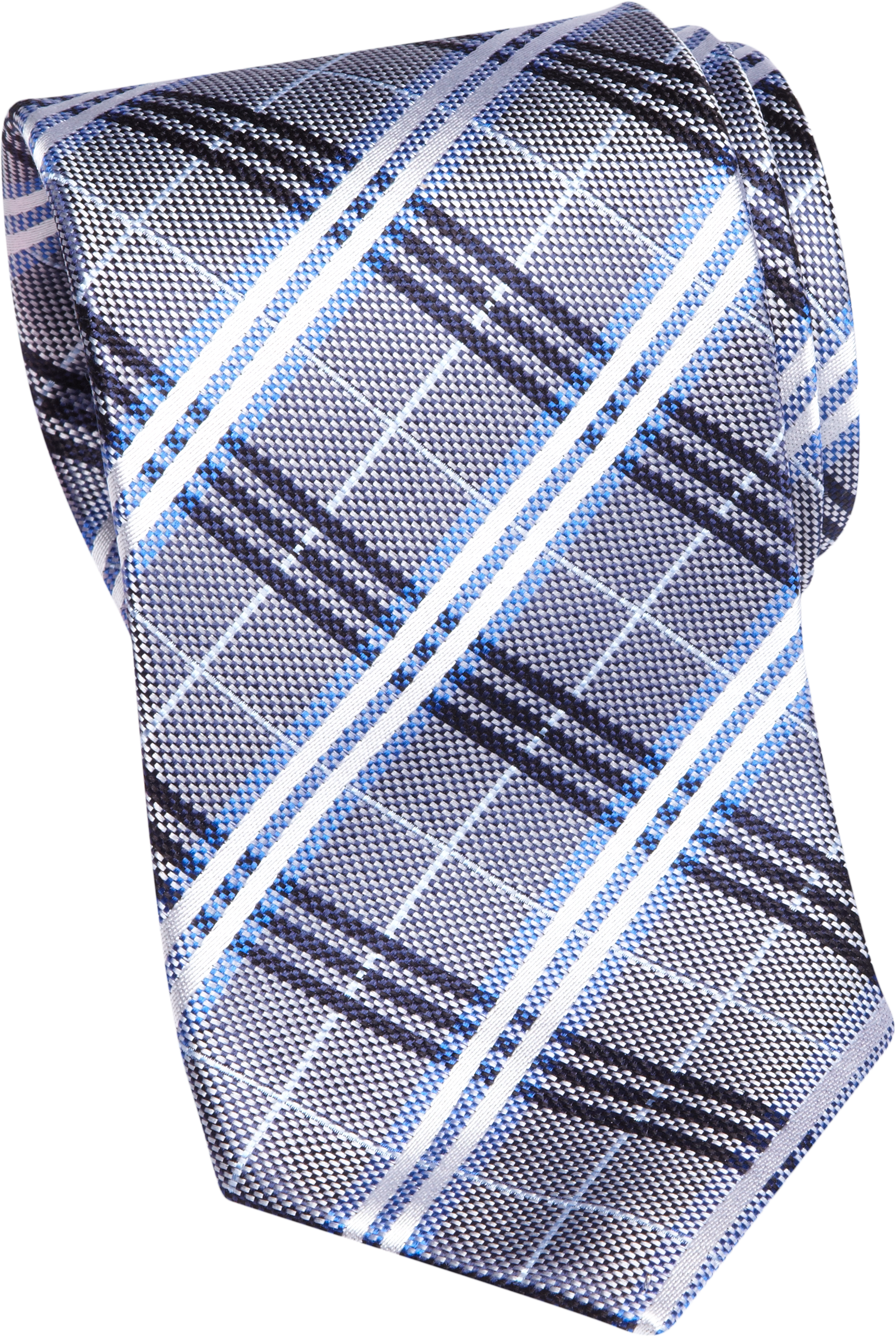 Egara Blue and Gray Plaid Narrow Tie
