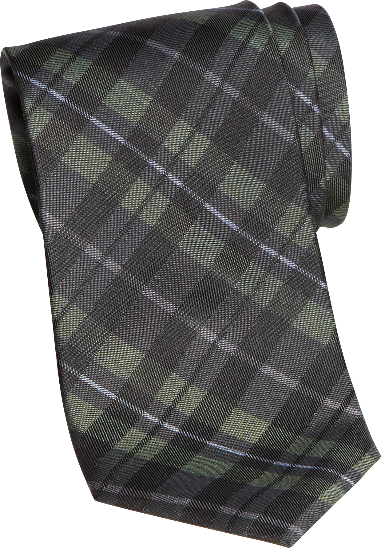 Calvin Klein Olive Plaid Skinny Silk Tie