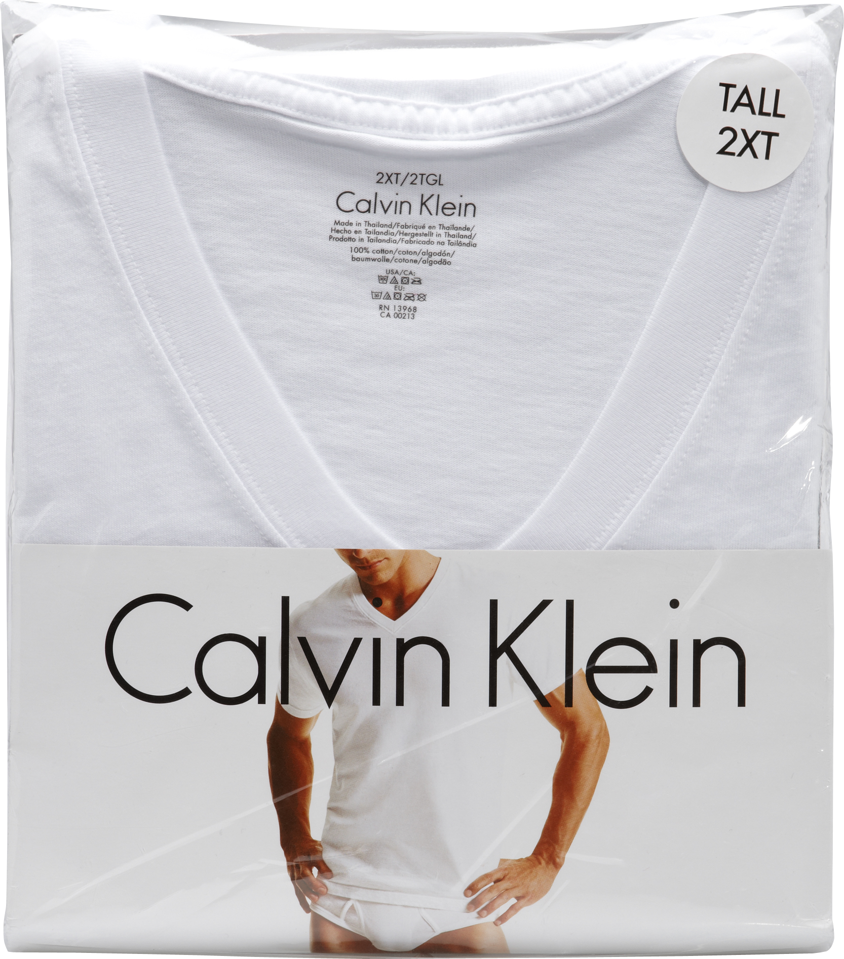Calvin Klein White Tall V-Neck T-Shirts (Two-Pack)