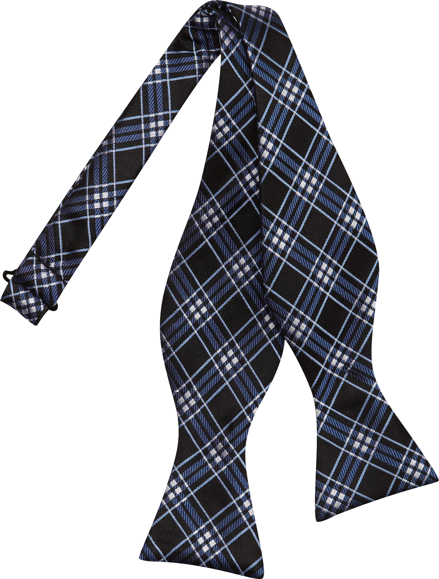 Campia Moda Blue And Black Plaid Silk Bow Tie