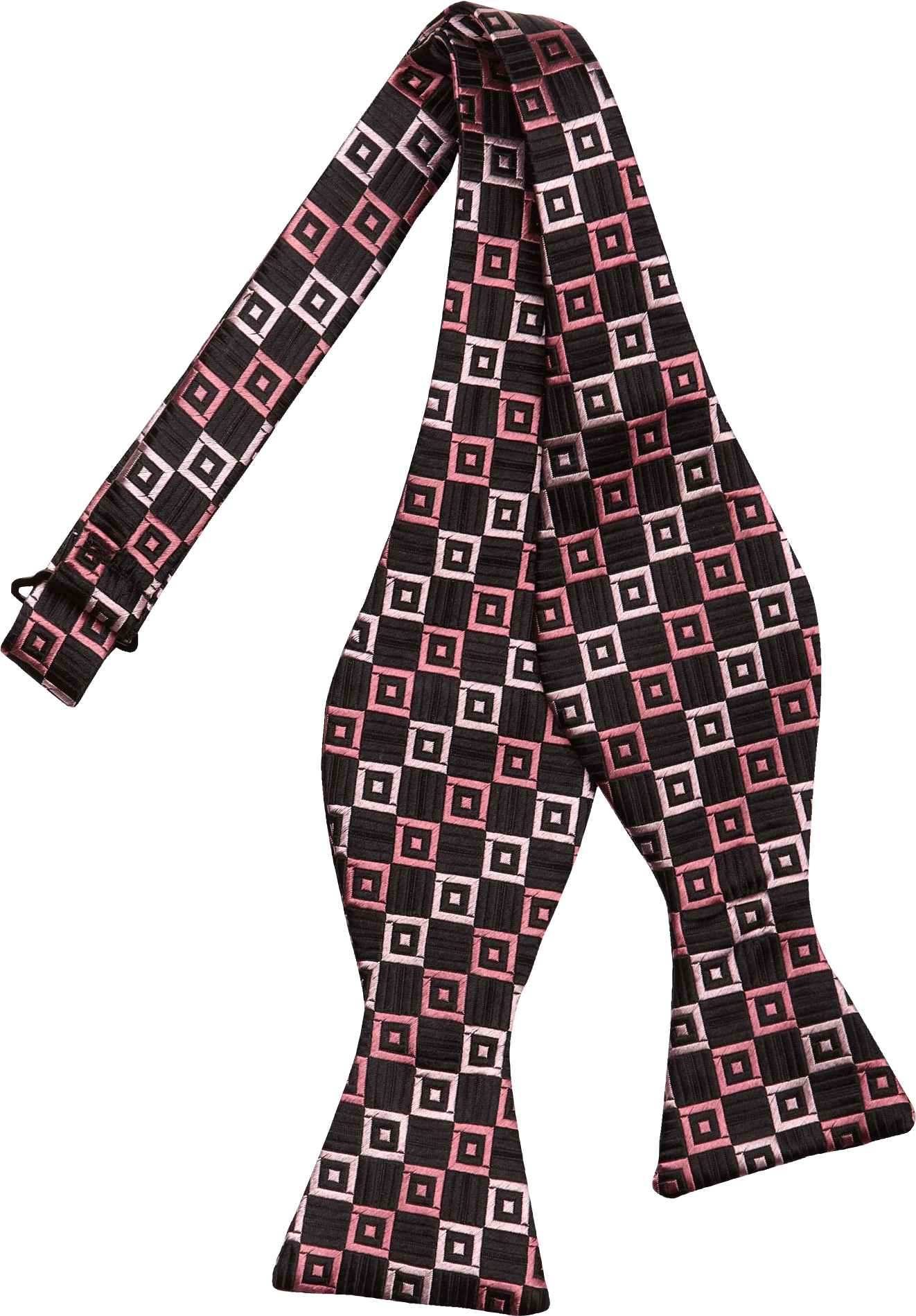Campia Moda Pink and Black Square Silk Bow Tie