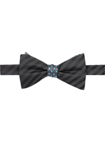 Calvin Klein Gray Stripe Pre-Tied Bow Tie