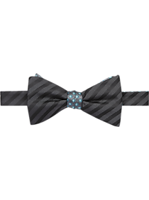 Calvin Klein Gray Stripe Pre-Tied Bow Tie