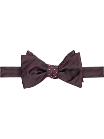 Calvin Klein Burgundy Stripe Self-Tie Bow Tie