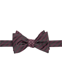 Calvin Klein Burgundy Stripe Self-Tie Bow Tie