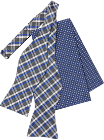 Tommy Hilfiger Gray & Blue Bow Tie & Pocket Square Set