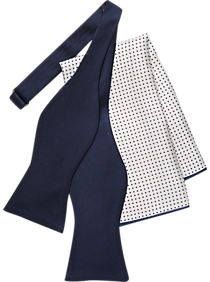 Tommy Hilfiger Navy Bow Tie & Pocket Square Set