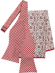 Tommy Hilfiger Red & White Bow Tie & Pocket Square Set
