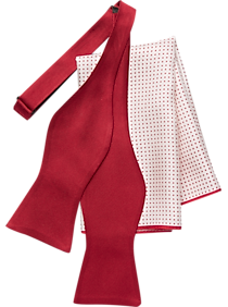 Tommy Hilfiger Red Bow Tie & Pocket Square Set
