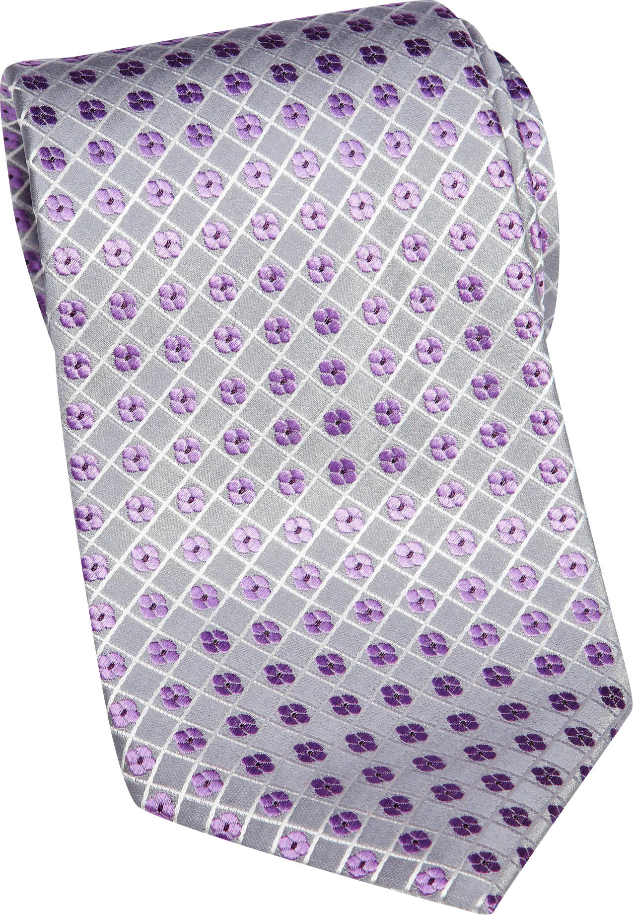 Sean John Purple And Silver Geometric Silk Tie